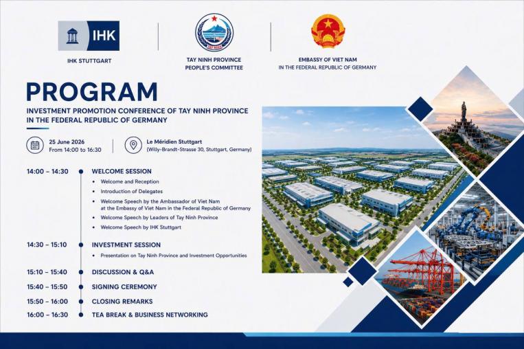 Mời tham dự sự kiện Hội nghị xúc tiến đầu tư tỉnh Tây Ninh tại CHLB Đức
